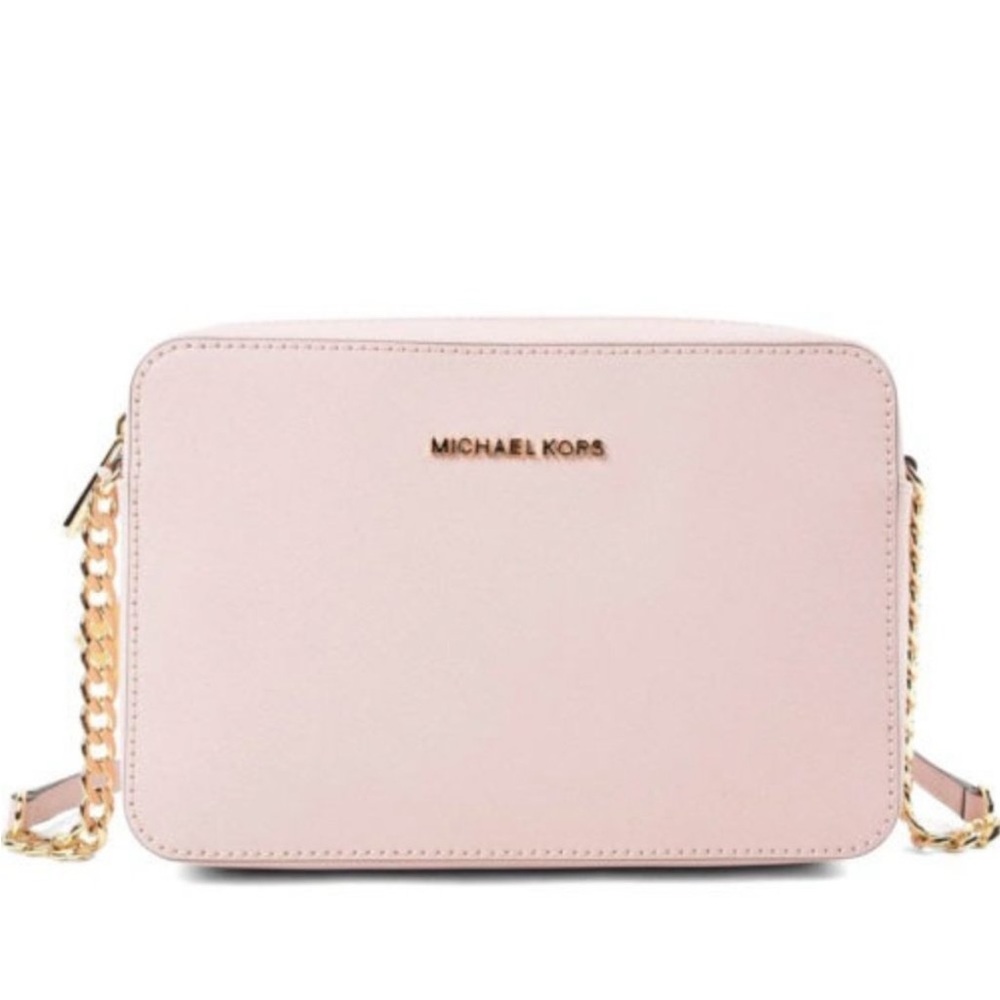 Michael Kors Jet Set East West Saffiano Leather Crossbody Bag Powder Blush